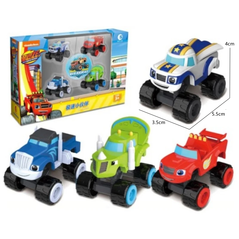 

Hot Sell Anime Figure Blaze Monster Machines Cartoon Plastic/Alloy Car Truck Racer Figure Model Kids Game Toys Birthday Gifts