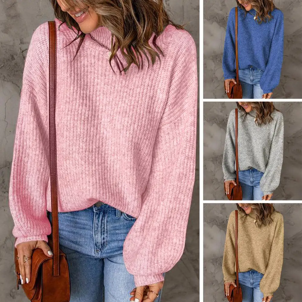 

Женский свитер, стильный женский вязаный свитер, однотонная водолазка свободного кроя для осени и зимы, Офисная и школьная уличная одежда