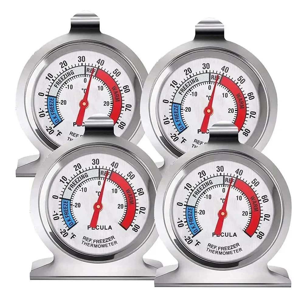 Classic Refrigerator Thermometer 2-Pack with Large Dial and Red Indicator
