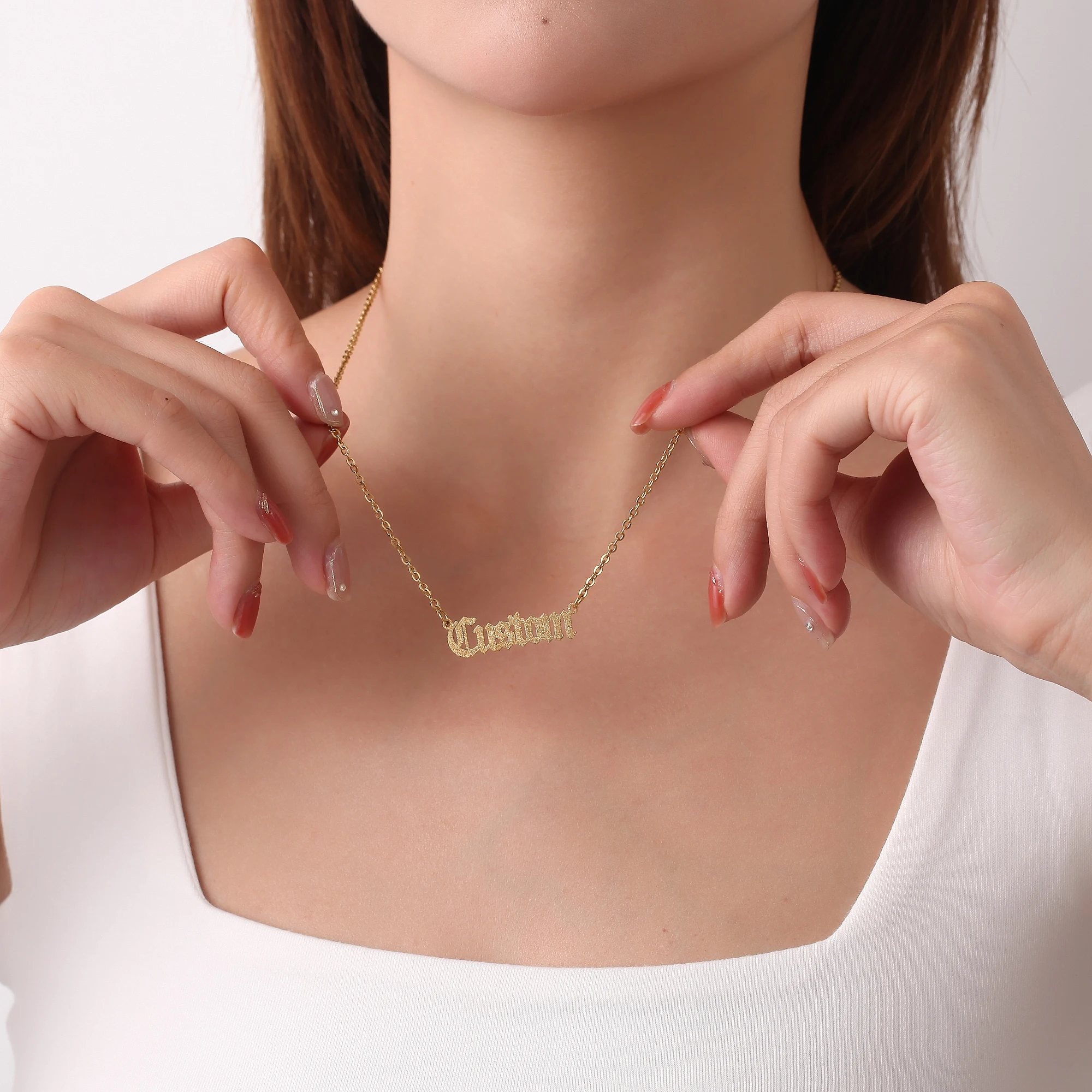 Custom Name Necklace For Women Any Font with Rolo Chain Gold Nameplate Necklace Best Friend Perfect Birthday Gift Choker 2023