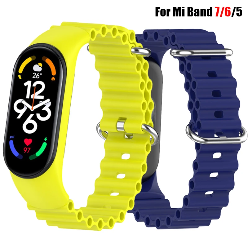 

Bracelet Strap for Xiaomi Mi Band 7 6 5 4 3 Silicone Wristbands Miband 7 Ocean Strap Mi Band 6 Smartwatch Sport Replacement band