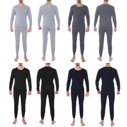 Men's Thermal Underwear Suit Solid Color Plus Velvet Thickening Long Underwear Set Soft Comfortable Universal Sleepwear