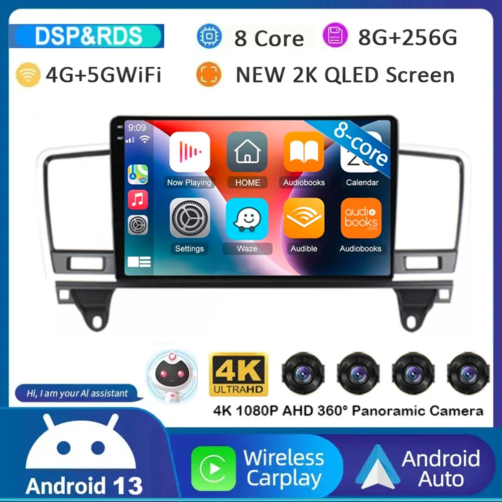 

Автомобильная магнитола Carplay на Android 13 для Mercedes-Benz M-Class M класса W166 ML 2011 2012 2013 2014 2015 GPS мультимедийный видеоплеер