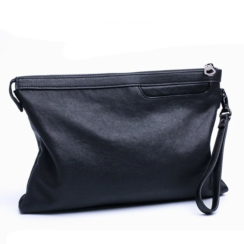 

Bag Brand Hand Men Genuine Plain Litchi Soft Sheepskin Clutches For Envelope High Quality Wallet Clutch