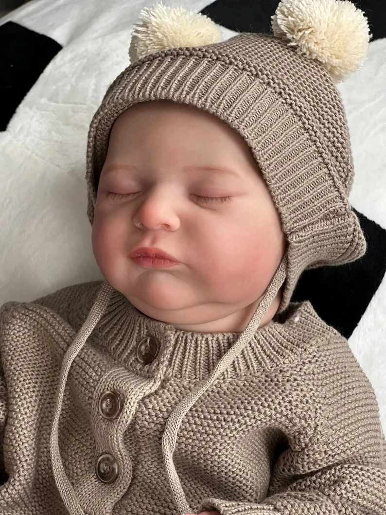 

19inch Bebe Reborn Doll Soft Body Lifelike Asleep Newborn Baby Real 3D Skin with Visible Veins High Quality Handmade Doll