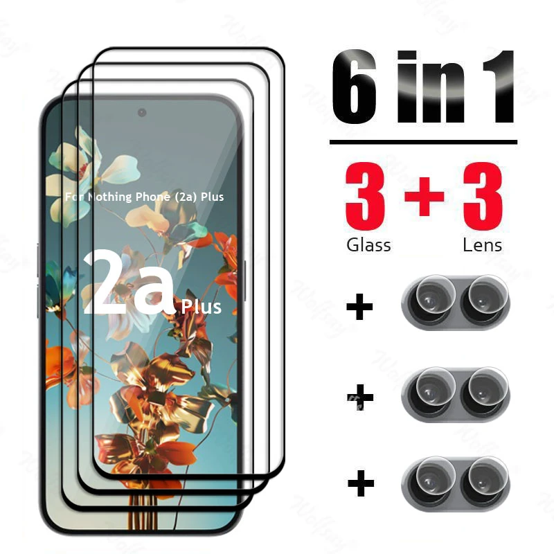 6 in 1 für Nothing Phone 2A Plus Glas gehärtetes Glas Film Nothing Phone 2a Plus 3A Pro Glas Full Cover Screen Protect Kamera – Detail 1