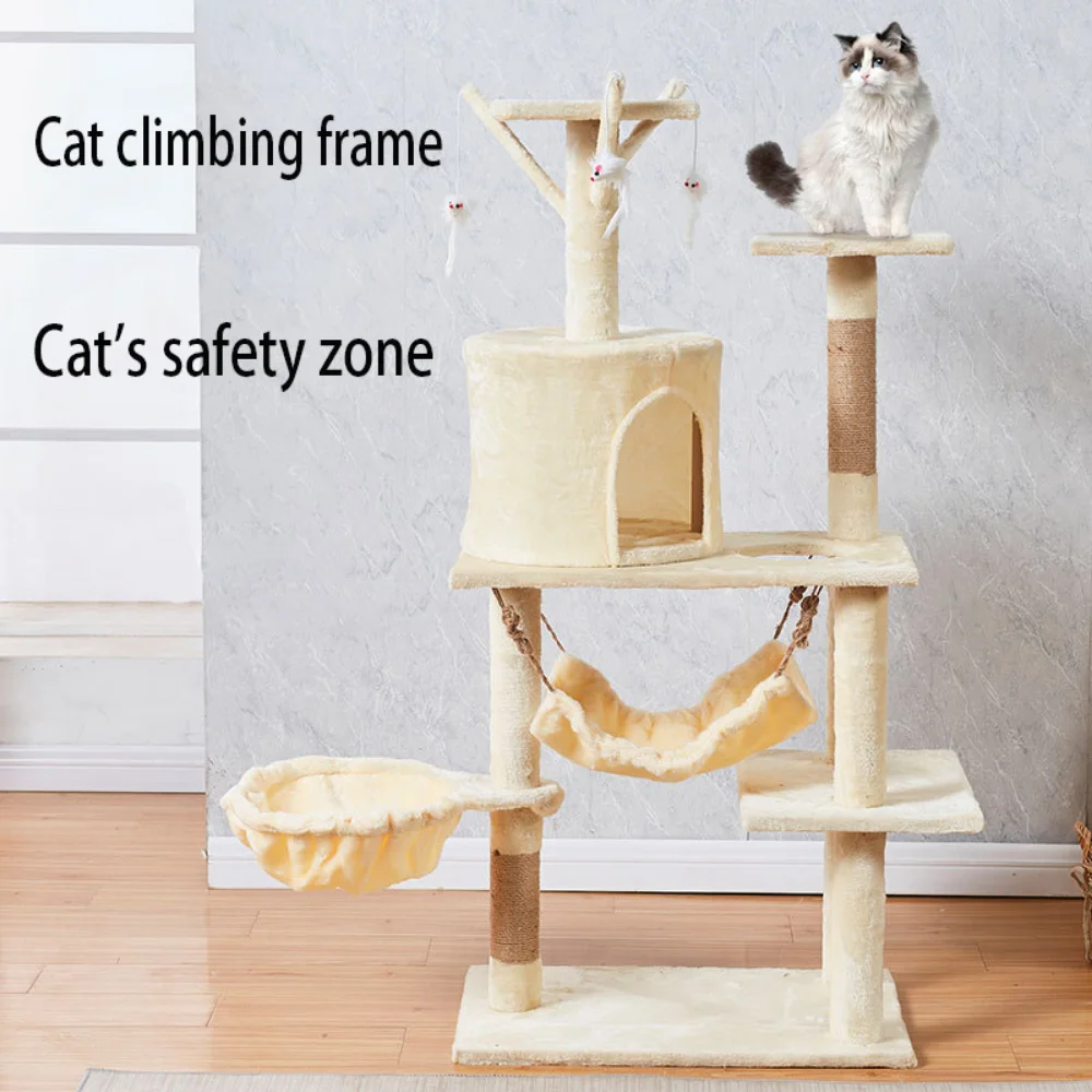 

Large Multi-Level Cat Tree 49inch with Scratching Post Pad Hammock Home Activity Center for Kitten Perches Tower Cat Scratcher