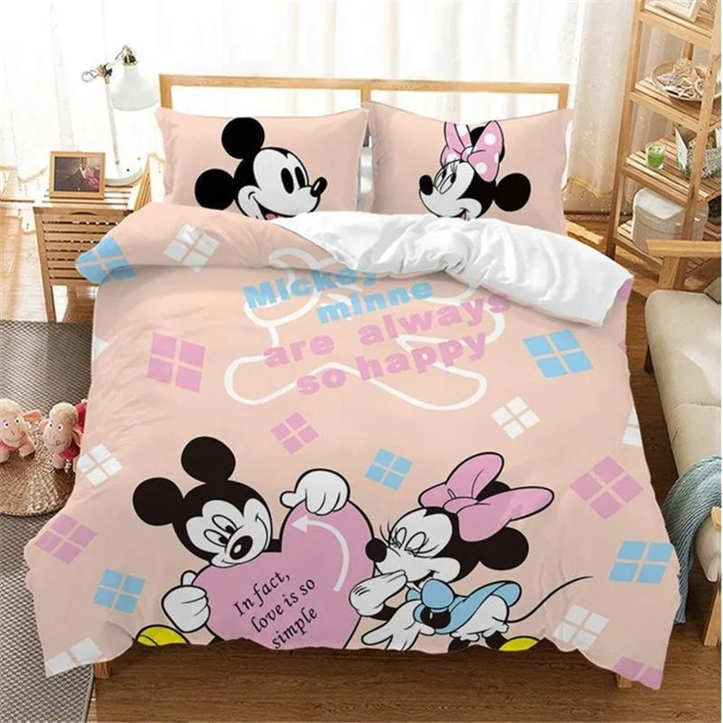 

Disney Christmas Mickey Mouse Bedding Set Cartoon Duvet Cover Sets For Children Boys Girl Gift Adult HomeTextile Gift