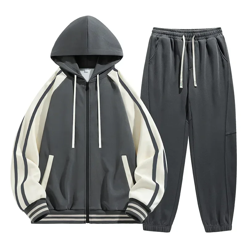 Autumn Winter Hot Sale Mens Zipper Jackets Outfits Classic Male Casual Sports Suit Hoodies and Sweatpants Casual couple style