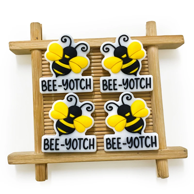 용 실리콘 비즈, 새로운 꿀벌 비즈,  구강 관리, 식품 등급 펜던트, DIY 액세서리,  장난감 선물, 10 개