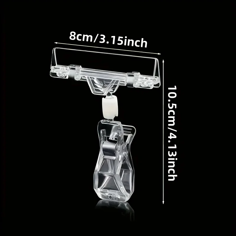 6 Stück Schilderhalter, transparente Clips, Preisanzeige, Supermarkt, Einzelhandelsgeschäft, drehbare Schilderhalter aus Kunststoff, Werbeclip – Detail 1