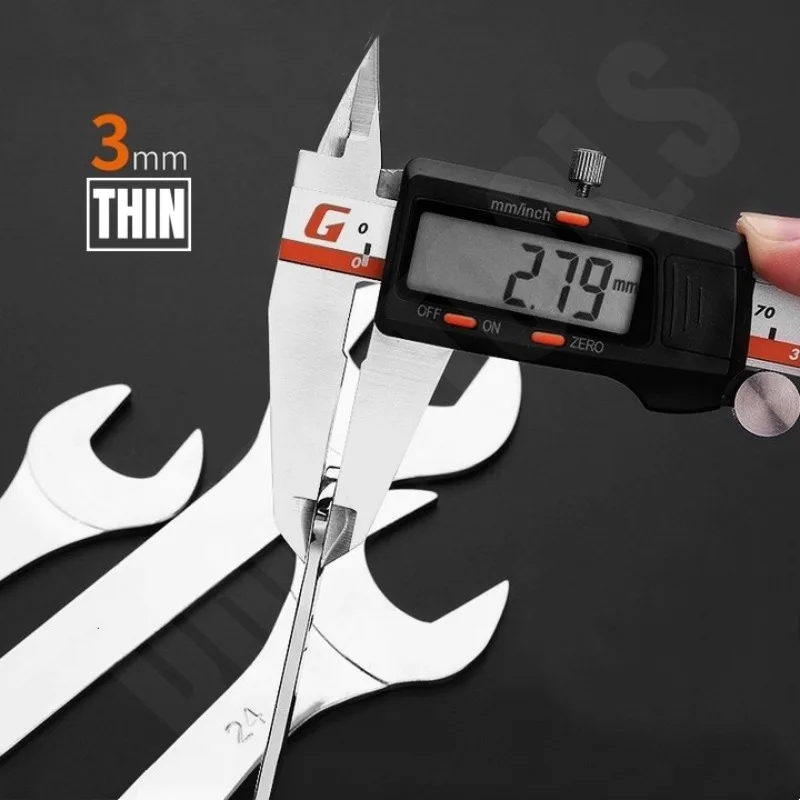 3pcs Hi-Spec Thin Open End Wrench Set Ultra-thin Flat wrench Tool Multi-Function double-end fixed open-end wrench Repair tools 3