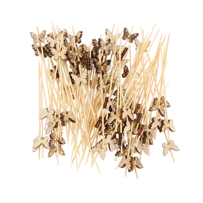 

100Pcs Bamboo Food Picks Fruit Forks Cocktail Picks Toothpicks Picnic Party Supplies