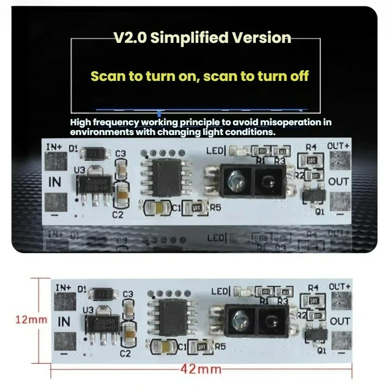 핸드 웨이브 센서 스위치 제어 모듈 LED 조명 캐비닛 옷장 신발장용 5V-12V-24V 호환 실내 사용