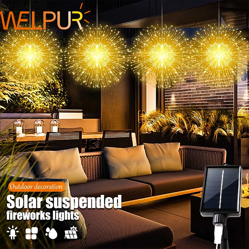 Redefun 4 x 120 LED vuurwerklampen, dimbare starburst