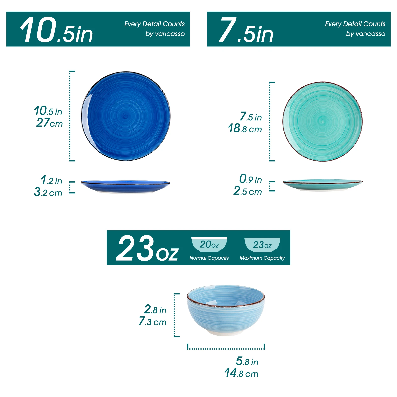 Vancasso 12/24-Teiliges Keramik-Geschirrset, Farbig, Handbemalt, Spiralmuster, 4/6-Teilig, Speiseteller/Dessertteller/Schüsseln/Suppenteller S9Ff9065Feccc4F07865Df251Fa9D0Bf94