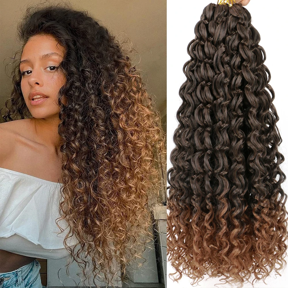 Bellqueen 합성 바다 물결 곱슬 크로셰 땋은 머리, 고고 컬, 물결 땋은 머리, 부드러운 해변 컬 헤어 익스텐션 