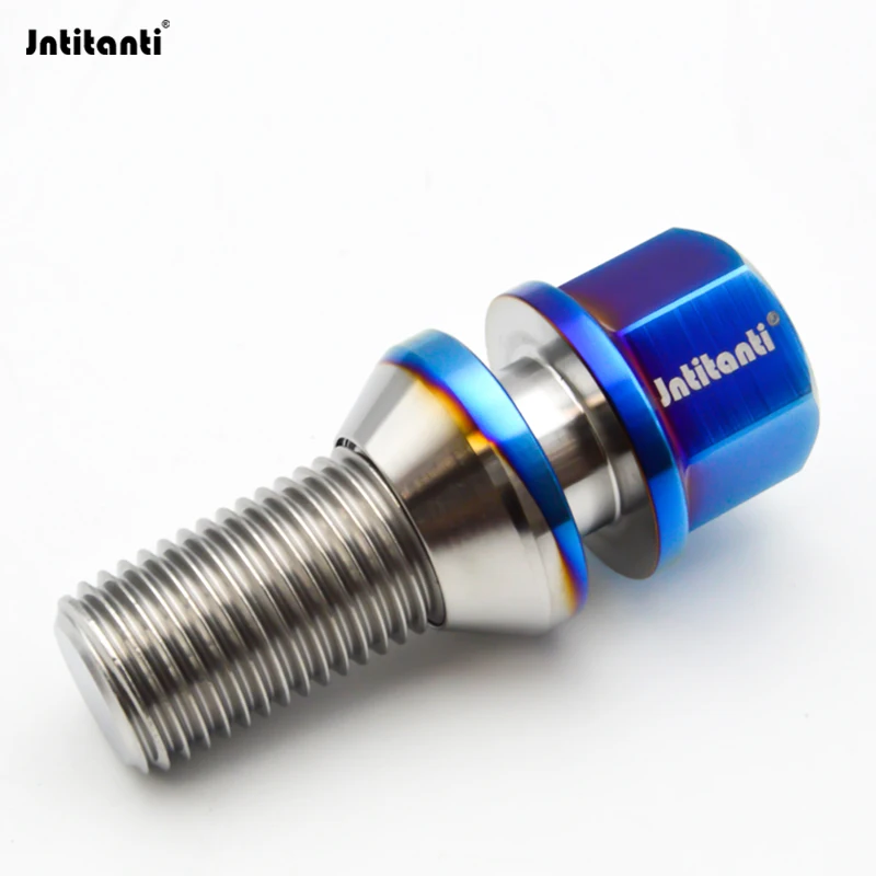 Jntitanti Gr.5 titanium Ti-6Al-4V 17 Hex cone seat wheel rim bolt screws M14*1.5*28/35/40/45mm for refitted VW AUDI etc.