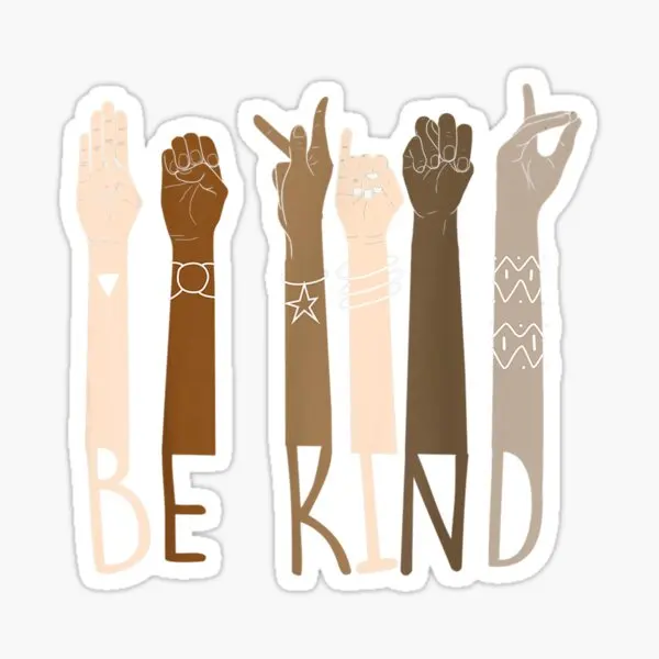 

Be Kind Hand Sign Language Teachers Mela 5PCS Car Stickers for Background Motorcycle Car Home Water Bottles Stickers Cute