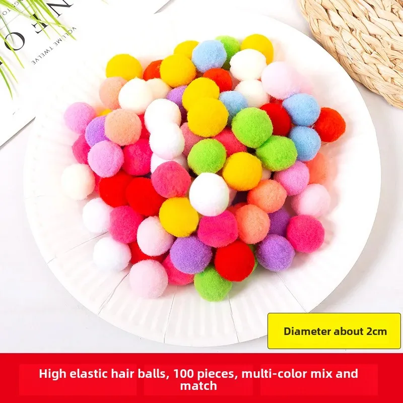 Colorful Handmade DIY Furry Balls Toy Material Accessories for Kindergarten Mixed Size Polyester Craft Balls Educational Toys