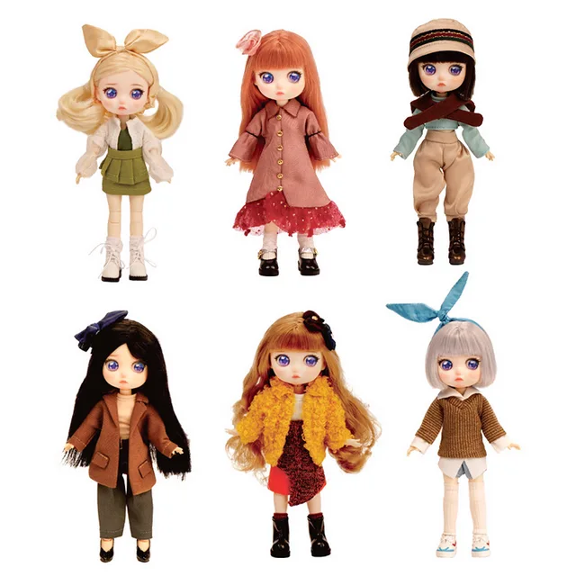 New Arrival 1/8 Bjd Doll Set 15cm Height Lady Girls Genuine Blind Box Doll Dress Up Accessories Girl Doll Toys