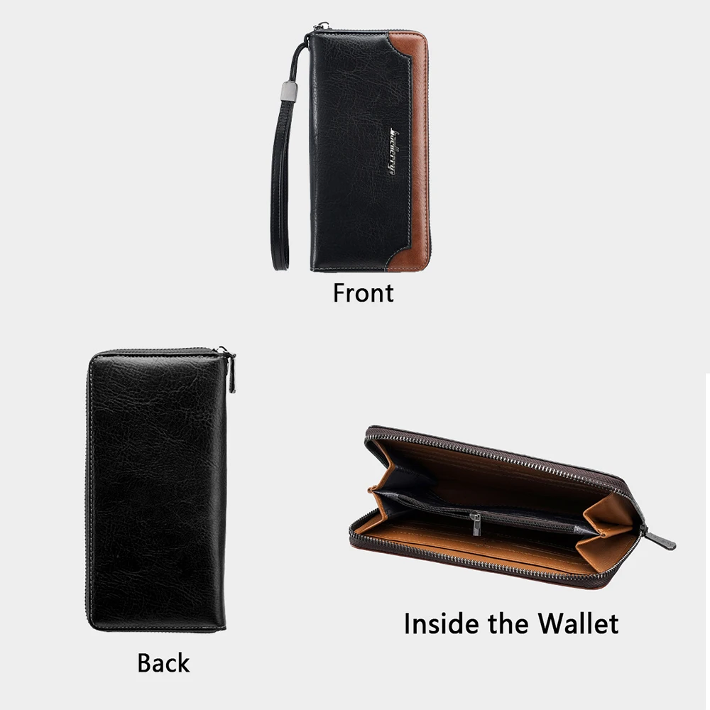 Men's Long Business Wallet with Coin Pocket, Id Window, Detachable Lanyard, Large Capacity Card Holder
