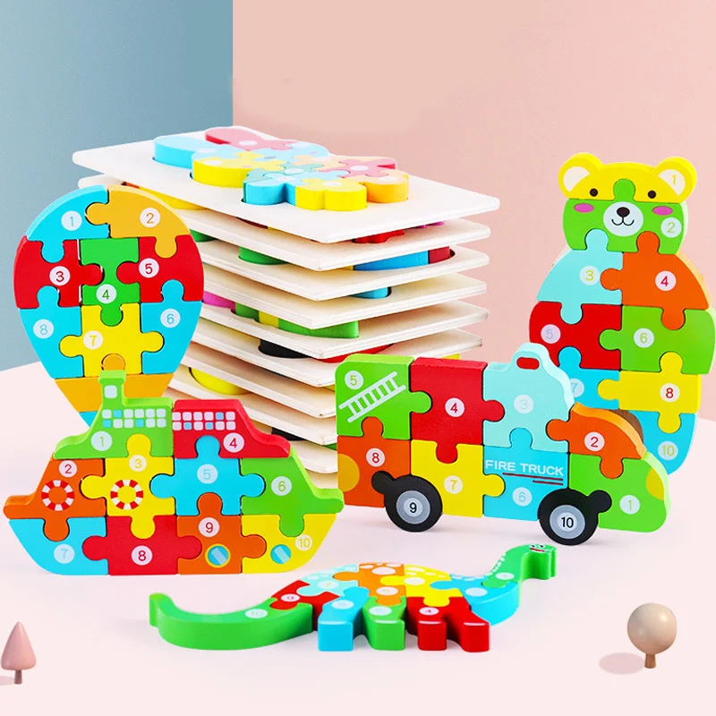 

Cartoon Animal Wooden Jigsaw Puzzle Baby Wooden Toys 3d Puzzle Early Learning Montessori Educational Toys For Children Gifts
