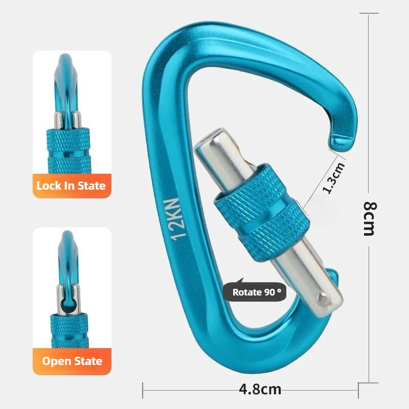 Outdoor Heavy Lock Mountaineering Buckle Clip D-shaped Buckle 12kn Safety Main Lock Screw Aluminum Alloy Quick Link