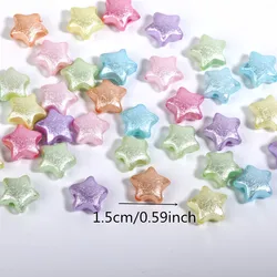 Pastel Colored Five - Pointed Star Acrylic Beads for DIY Jewelry and Crafts (15mm 40pcs)