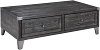 Todoe Industrial Rectangular Lift Top Coffee Table with 2 Storage Drawers, Dark Gray with Weathered Pine Finish 1