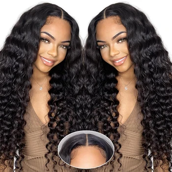 42 Inch Wear and Go Glueless Wigs Human Hair Pre Plucked Pre Cut 5x5 HD Lace Closure Wigs 250% Density Deep Wave Wig for Women 1