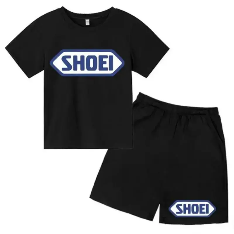 thumbnail image 1 of Conjunto de 2 piezas de camiseta y pantalones cortos con estampado de letras para niños y adolescentes de verano de 4 a 14 años, ropa informal de manga corta para niños y niñas, 1 of 5