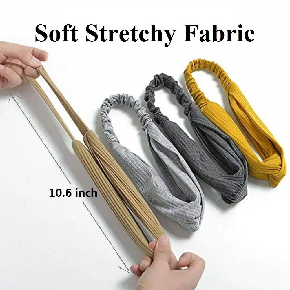 Fasce per capelli da donna, con fascia elastica per capelli in stile boho, a turbante, tinta unita, stile vintage, per tutti i giorni, sport e fitness