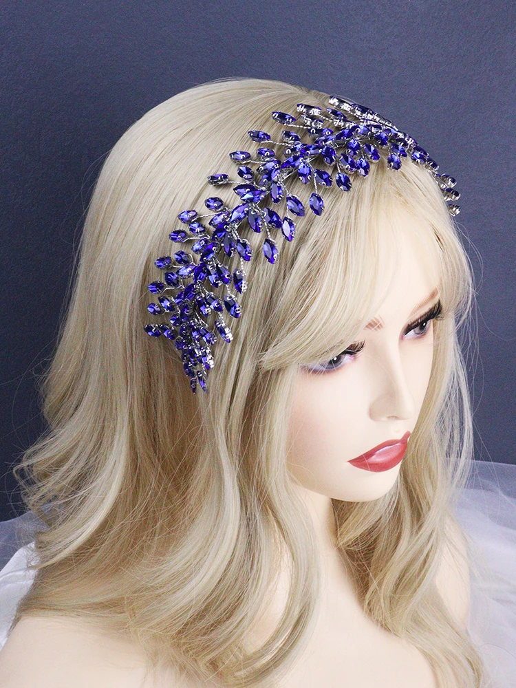Black Rhinestones Headband Wedding Hair Accessories for Women and Girls Bride Headdress Guest Head Jewelry Ceremony Tiaras Gifts