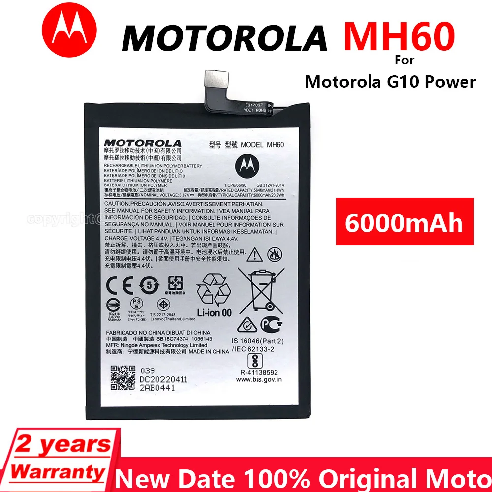 

New Original Motorola 6000mAh MH60 Phone Battery For Motorola G10 Power High Quality Batteries With Tracking Number