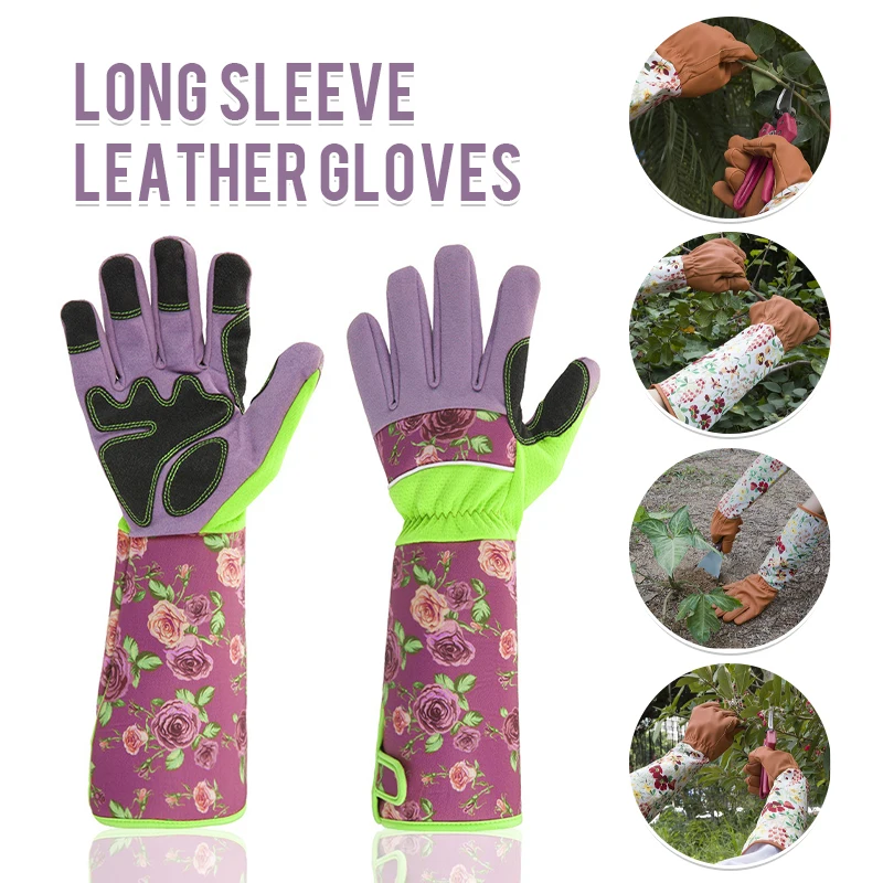 Rose Pruning Garden Long Print Gloves Puncture Resistant Work Glove Hands Protector Waterproof Thickened Durable Trimming Glove