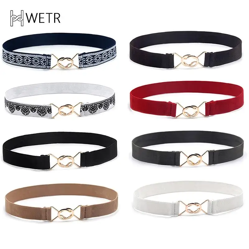 

1Pcs Fashion Women's Belts PU Black White Waist Band Thin Elastic Waist Belt Dress Apparel Accessories