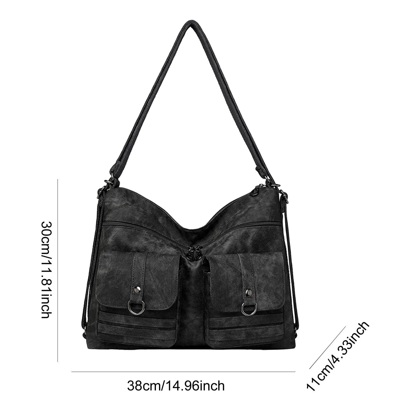 PU Crossbody Bag Solid Zipper Travel Purses Large Capacity Handbag Backpack with Handle for Women Work Daily Use