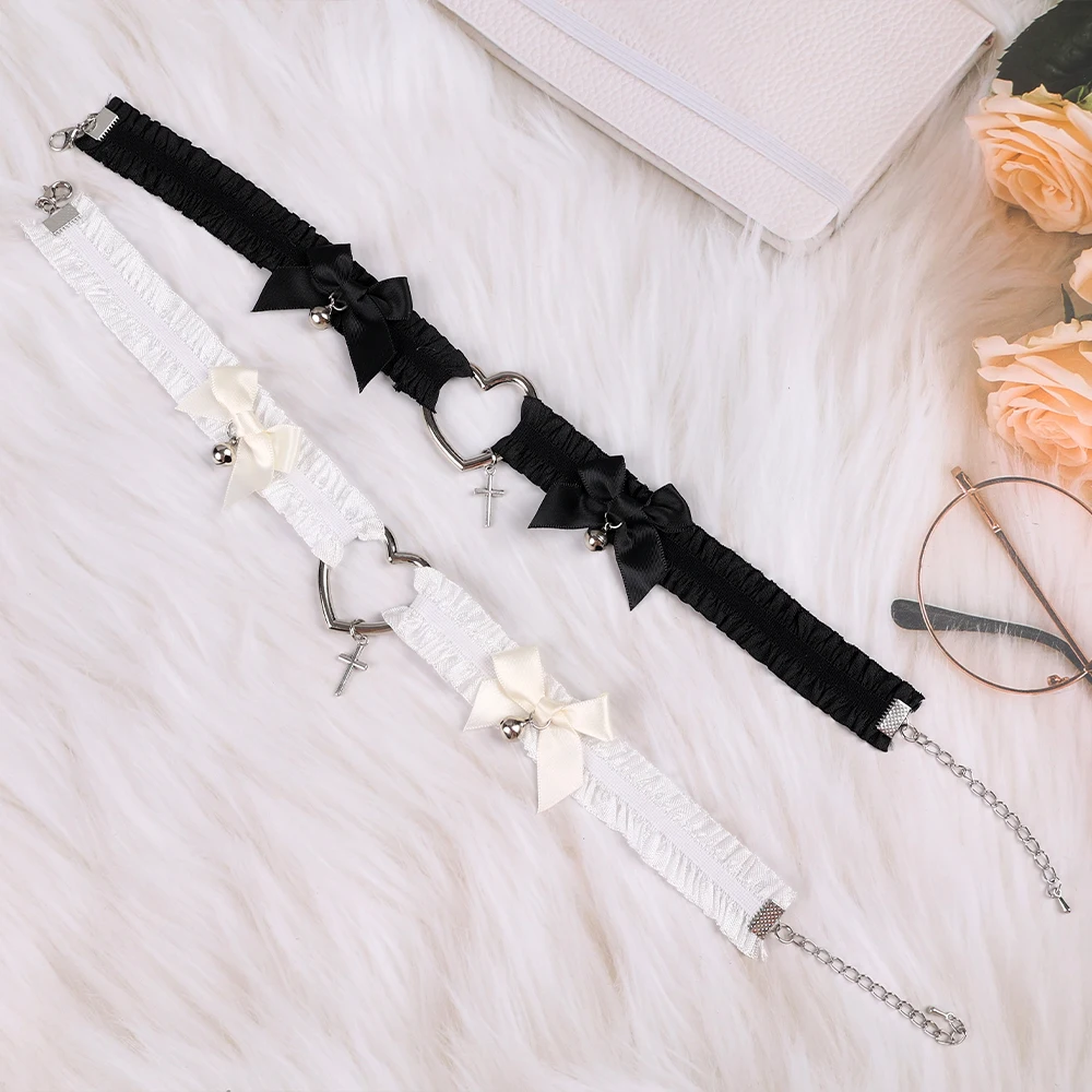 Reggicalze in pizzo gotico Cuore Bowknot Croce Lolita Giarrettiere per gambe Girocollo elastico Gamba Anello Cinturino Cosplay Bondage Lingerie Imbracatura_voghion.com