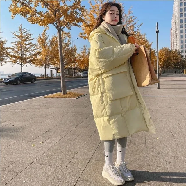 Cream Yellow Down Cotton Jacket for Women