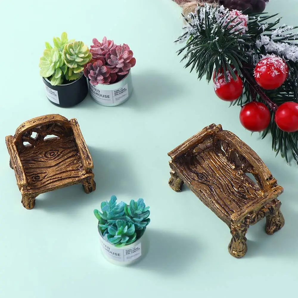 Mini Garden Ornament Miniature Park Seat Bench Craft Fairy Dollhouse Decor Micro Home Landscape Decor Accessories