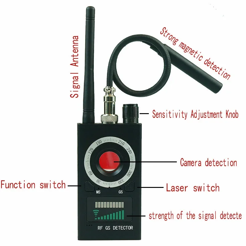 Multi-function Anti-spy Detector Camera GSM Audio Bug Finder GPS Signal Lens RF Tracker Detect Anti-peeping Wireless Products