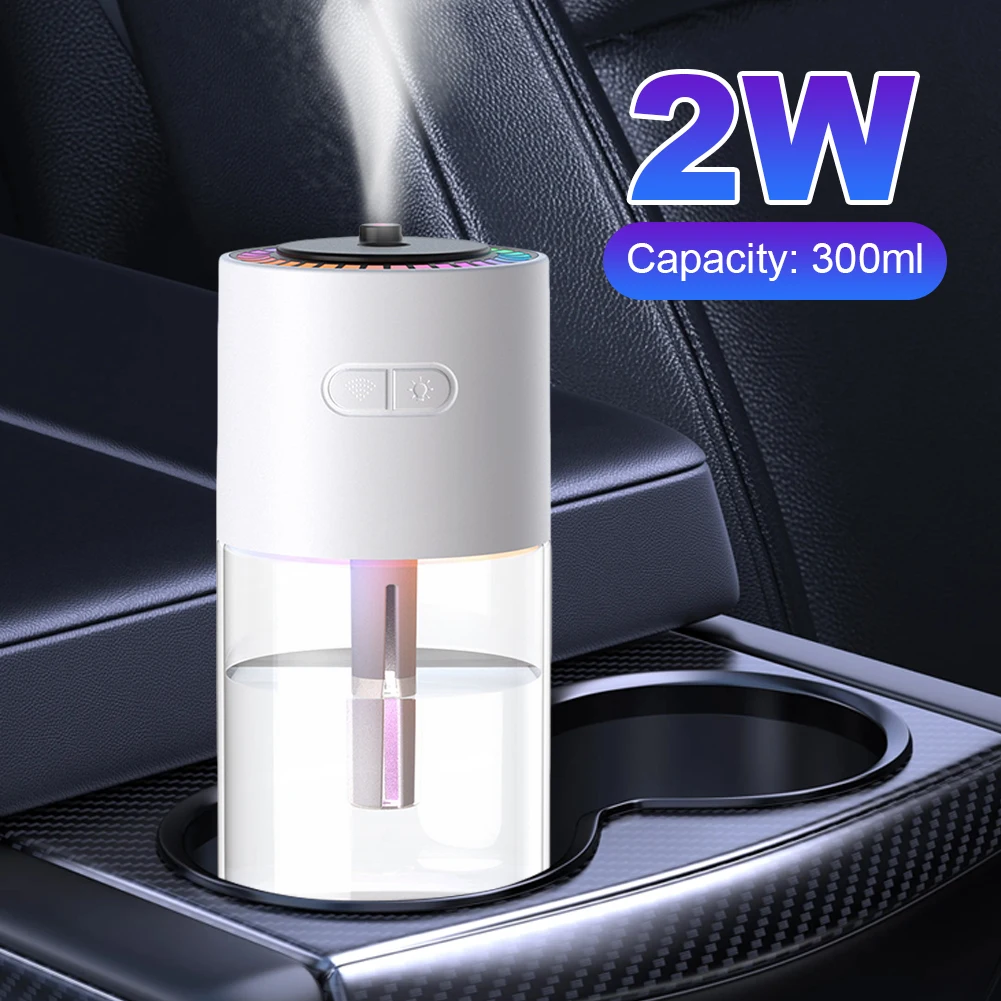 Car Air Humidifier with RGB LED Light Rechargeable Portable Mini Spray Mist Humidifier Purifier Humificador for Bedroom Home Car