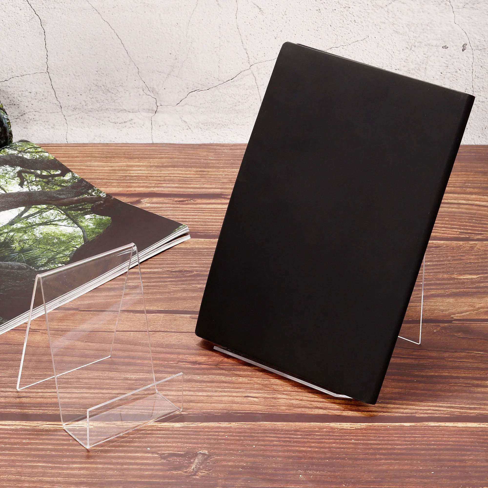 높이 아크릴 책 스탠드, 투명 아크릴 디스플레이 스탠드, 레벨 데스크탑 책 디스플레이 거치대, 데스크탑 책장 독서용, 4 개, 105mm