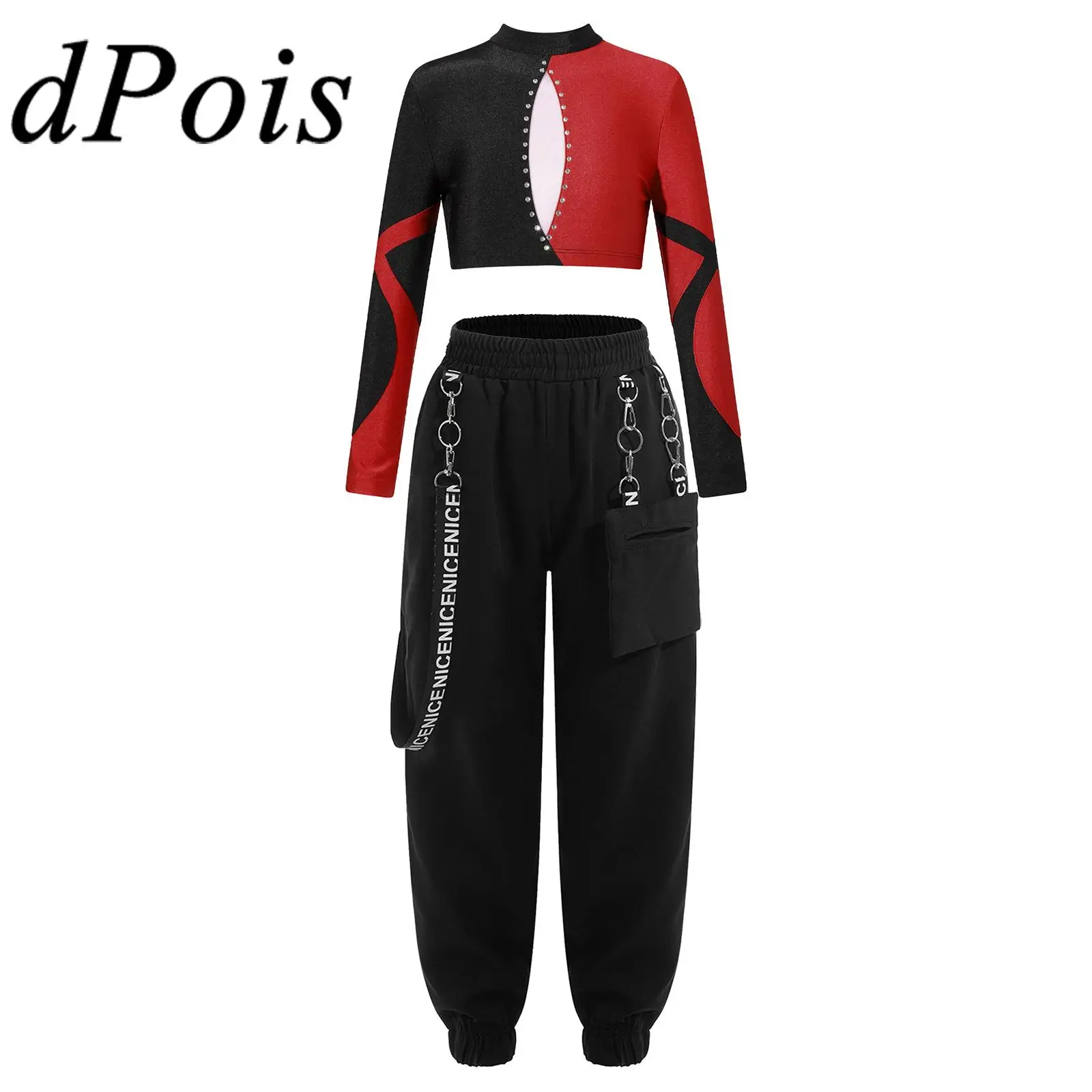 

Fashion Kids Girls Street Dance Costumes Long Sleeve Ballet Outfits Children Dancewear Sets for Jazz Hip-hop Performance Clothes
