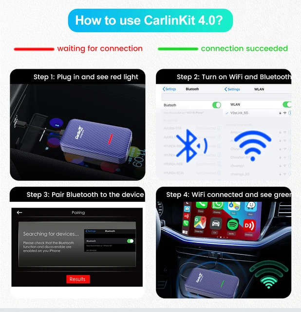 CarlinKit 4.0 Wireless Apple CarPlay & Android Auto Adapter für 50,41€  (statt 70€)