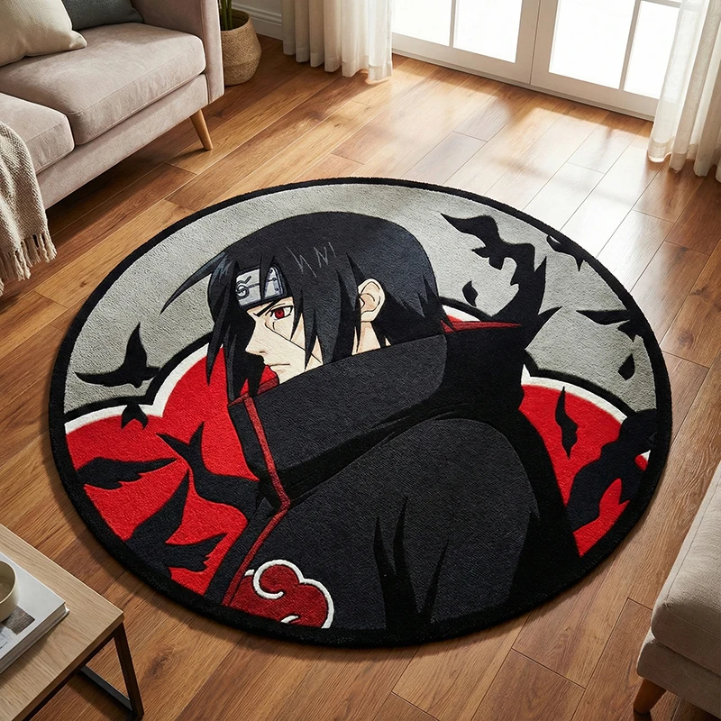 Uchia Rug Anime Naruto Itachi Uchiha Circular Design Rug Bedroom Living Room Non ...