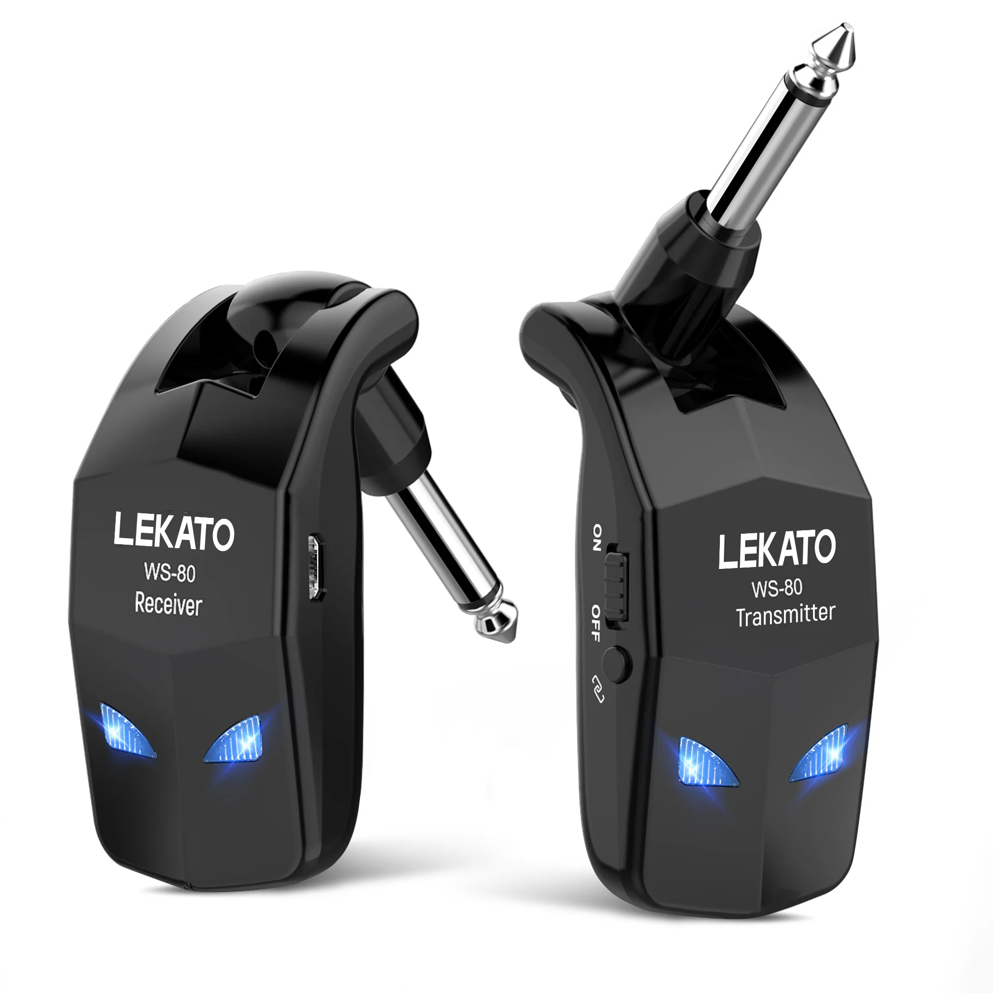 Lekato Wireless Guitar System 2.4Ghz Guitar Transmitter Receiver For Electric Wireless Transmitter Built-In Rechargeable