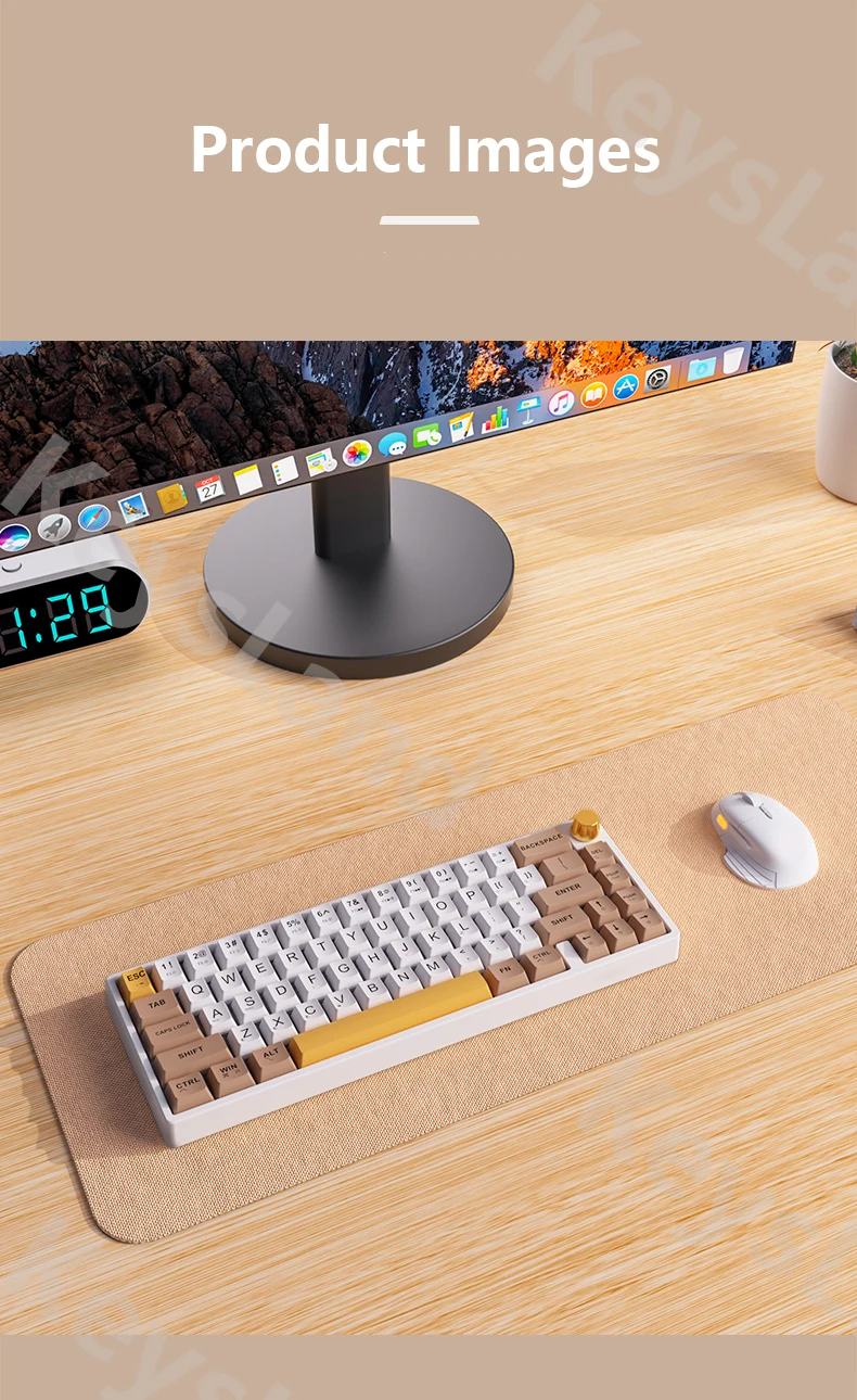 FEKER-Teclado Mecânico Sem Fio, Bluetooth 2.4G RGB,