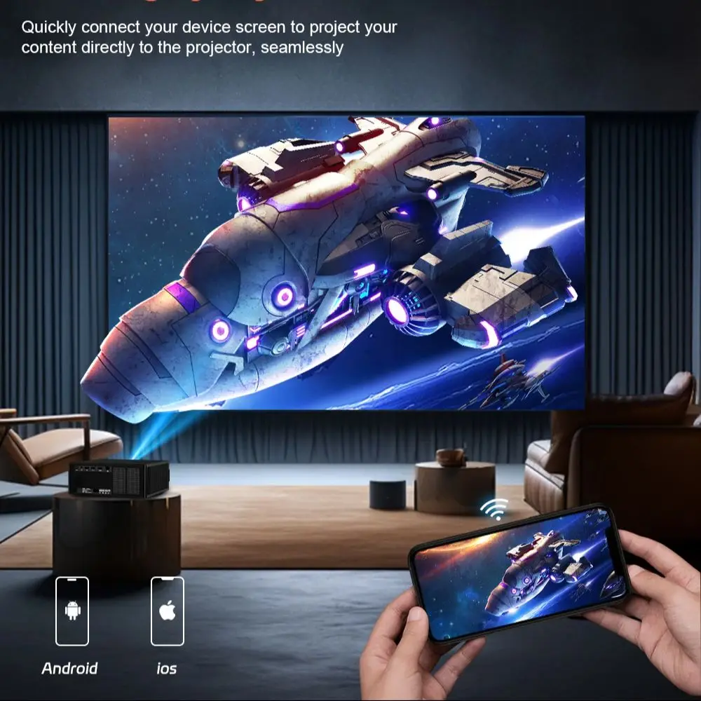 جهاز عرض فيديو DESS C4Pro 4k مزدوج واي فاي 1800Lum...